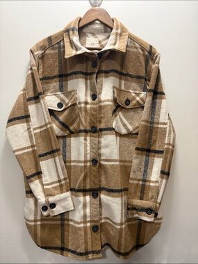 Thread & Supply Women’s Brown and Cream Plaid Shacket Size M / 31x23